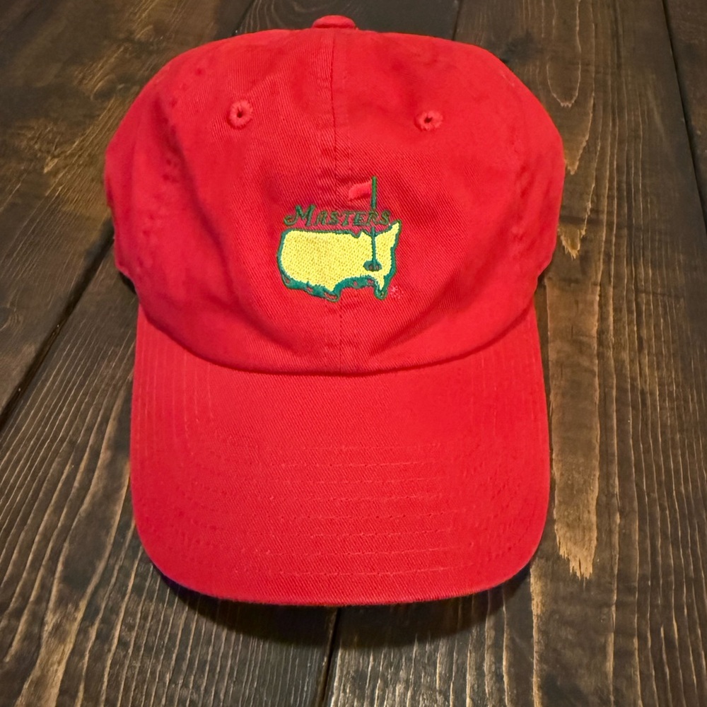 Masters Golf Hat Cap Red Adjustable Strap Back American Needle Augusta National